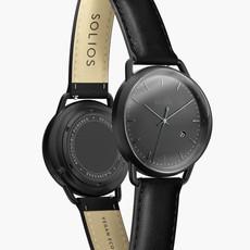 Black Curve Solar Watch | Black Vegan Leather from Solios Watches