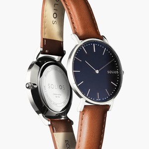 Black Solar Watch | Brown Vegan Leather from Solios Watches