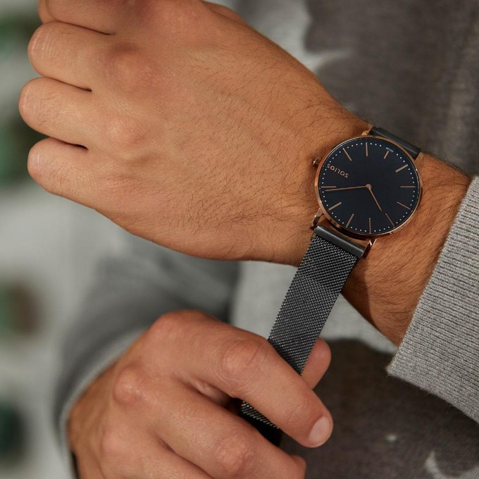 Black Solar Watch | Blue Vegan Leather from Solios Watches