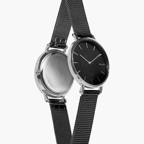 Black Mini Solar Watch | Black Mesh from Solios Watches