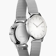 White Solar Watch | Silver Mesh from Solios Watches
