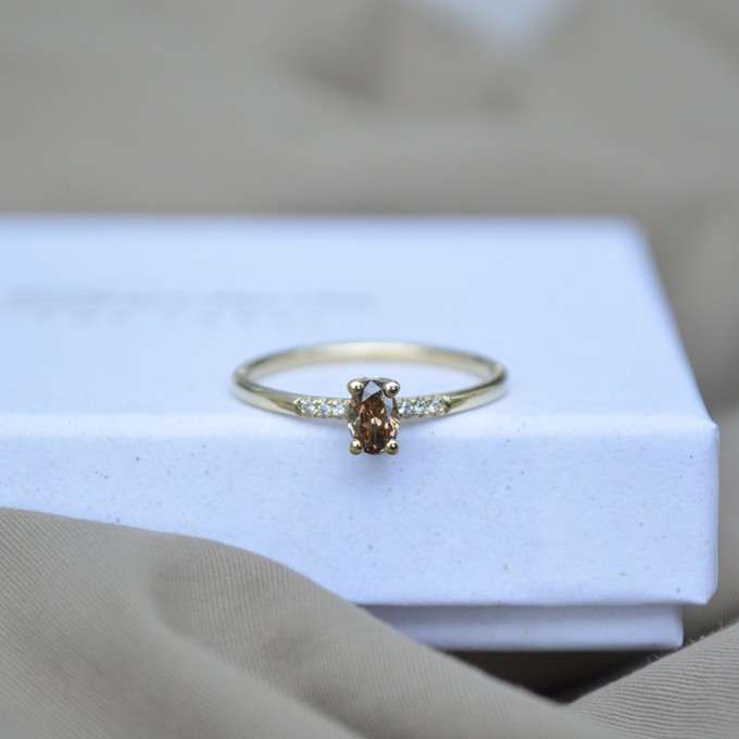Brown diamond ring - Gold 14k & Diamond from Solitude the Label