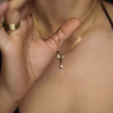 Diamond flower Necklace - Gold 14k & Re-used Diamond via Solitude the Label