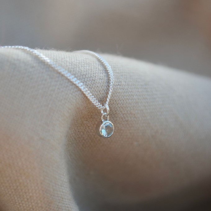 Aquamarine Necklace - Silver from Solitude the Label