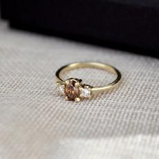 Chocolate brown diamond ring - Gold 14k & Diamond via Solitude the Label