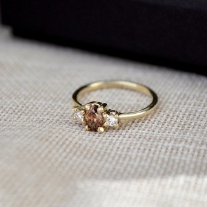 Chocolate brown diamond ring - Gold 14k & Diamond from Solitude the Label
