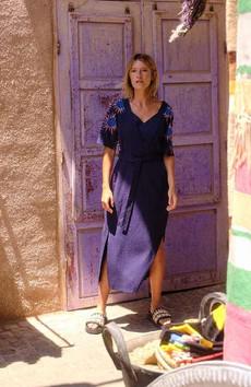 Midi dress blue flower via Sophie Stone