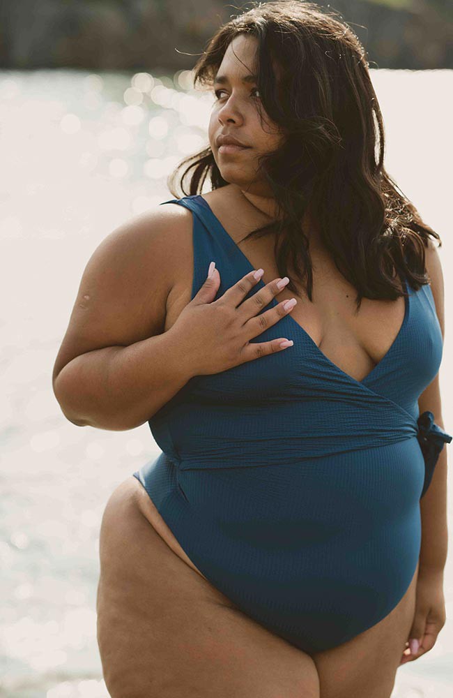 Blueberry wrap swimsuit from Sophie Stone