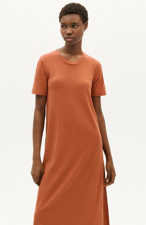 Clay red hemp oueme dress from Sophie Stone