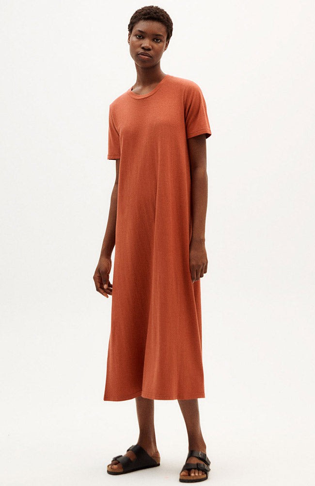 Clay red hemp oueme dress from Sophie Stone