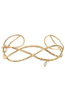 Wave Bracelet Rose Quartz Gold via Sophie Stone