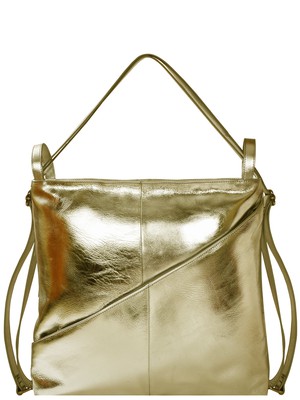 Gold Metallic Leather Convertible Tote Backpack from Sostter