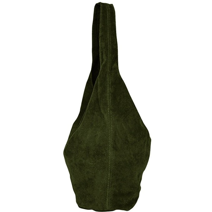 Olive Green Italian Suede Hobo Shoulder Bag from Sostter