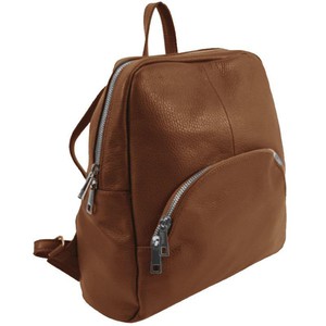 Camel Small Pebbled Leather Backpack | Byldl from Sostter