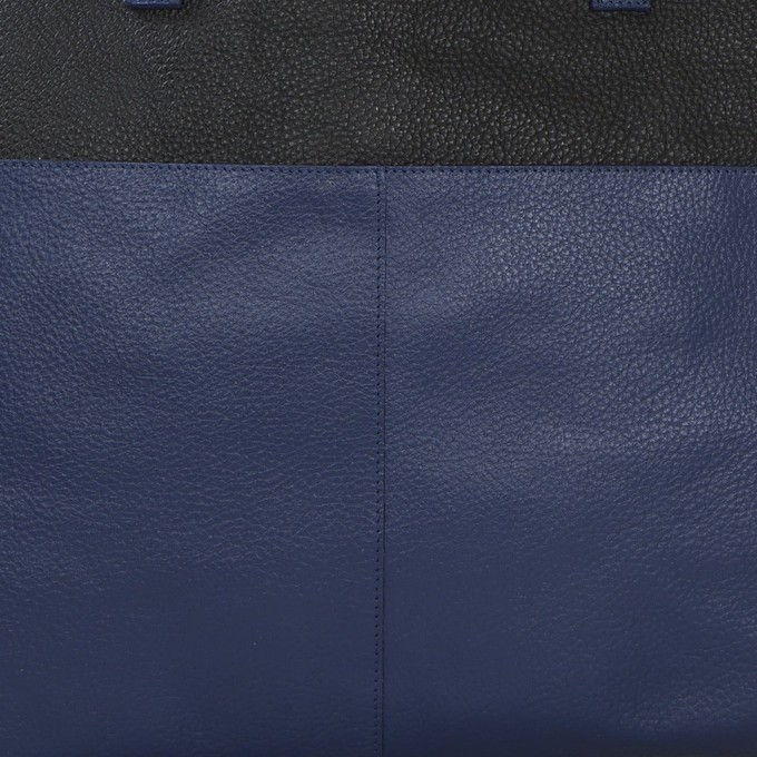 Blue Two Tone Horizontal Leather Tote from Sostter