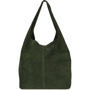 Olive Green Italian Suede Hobo Shoulder Bag from Sostter