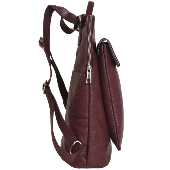 Plum Leather Flap Pocket Backpack from Sostter