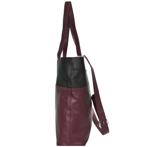 Burgundy Two Tone Horizontal Leather Tote from Sostter