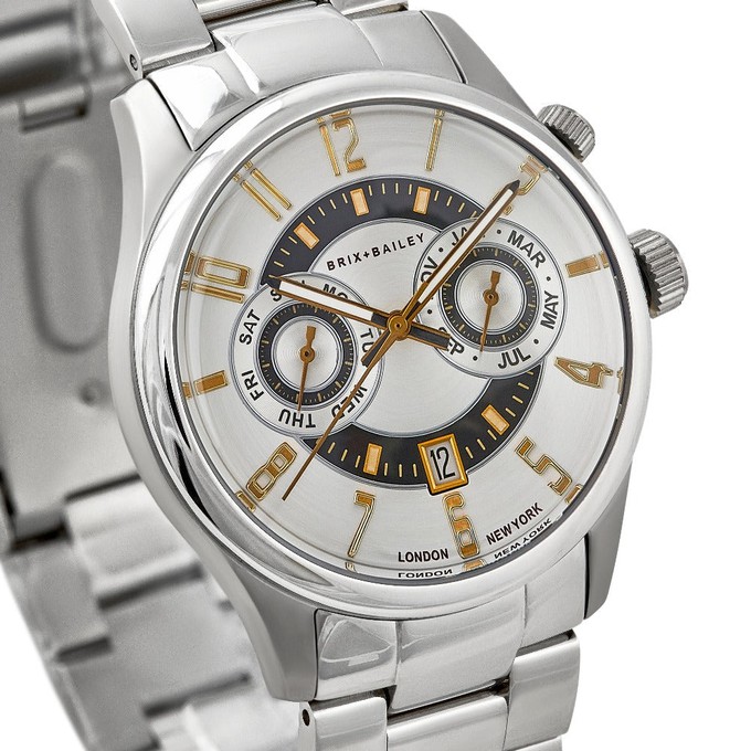 Brix+Bailey Heyes Gold Silver Automatic Chronograph Watch from Sostter