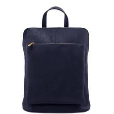 Navy Pebbled Leather Pocket Backpack via Sostter