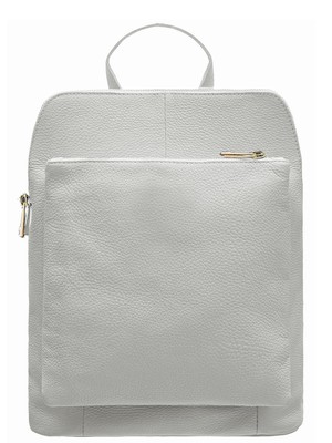 White Soft Pebbled Leather Pocket Backpack from Sostter