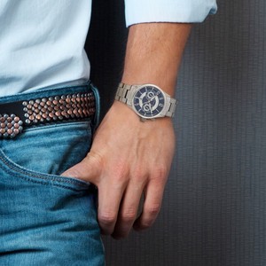 Brix+Bailey Men's Navy Steel Automatic Chronograph Watch from Sostter