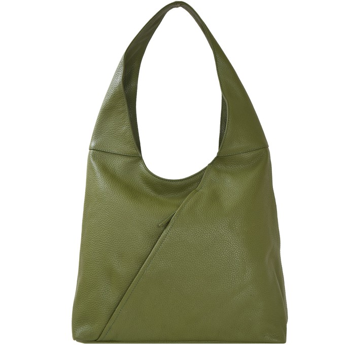 Olive Zip Leather Shoulder Hobo Bag from Sostter