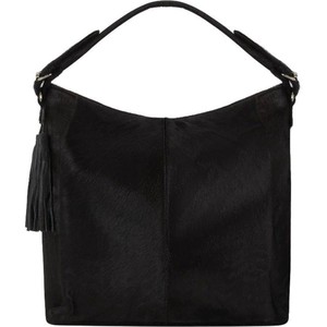 Black Leather Top Handle Grab Bag from Sostter