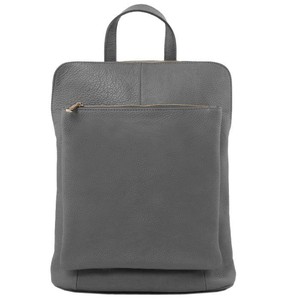 Slate Soft Pebbled Leather Pocket Backpack from Sostter