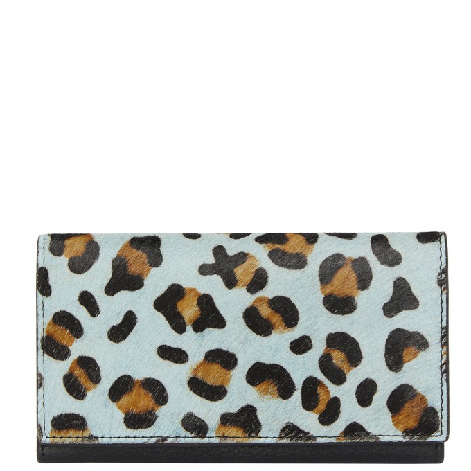 Blue Animal Print Leather Multi Section Purse from Sostter