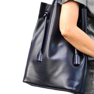 Tan Drawcord Leather Hobo Shoulder Bag from Sostter