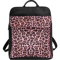 Pink Animal Print Leather Flap Pocket Backpack via Sostter