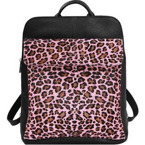 Pink Animal Print Leather Flap Pocket Backpack from Sostter