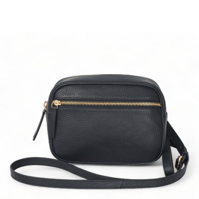 Black Convertible Leather Crossbody Belt Bag from Sostter