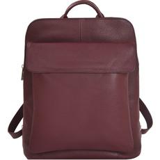 Plum Leather Flap Pocket Backpack via Sostter