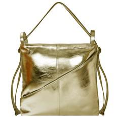 Gold Metallic Leather Convertible Tote Backpack via Sostter
