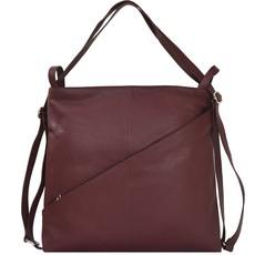 Maroon Leather Convertible Tote Backpack via Sostter