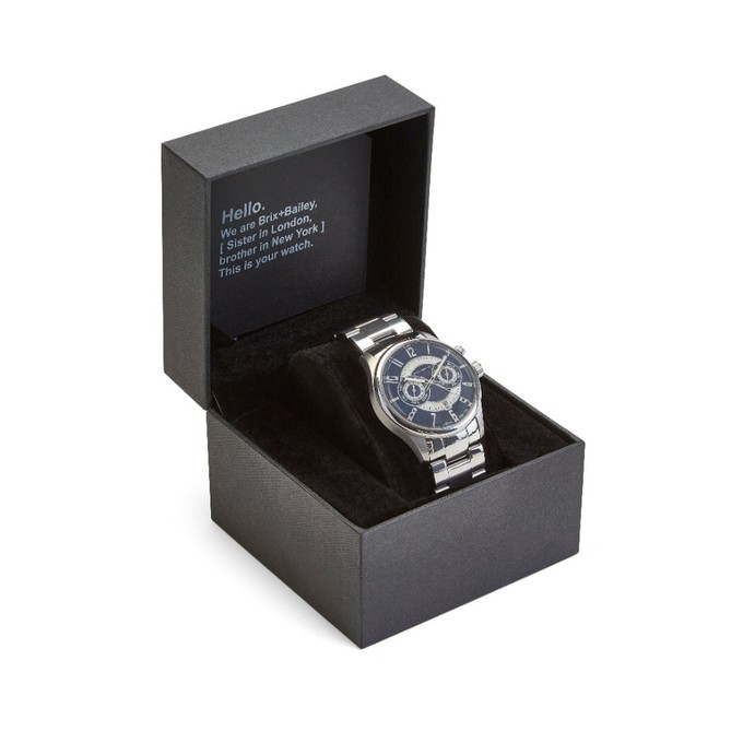 Brix+Bailey Men's Navy Steel Automatic Chronograph Watch from Sostter