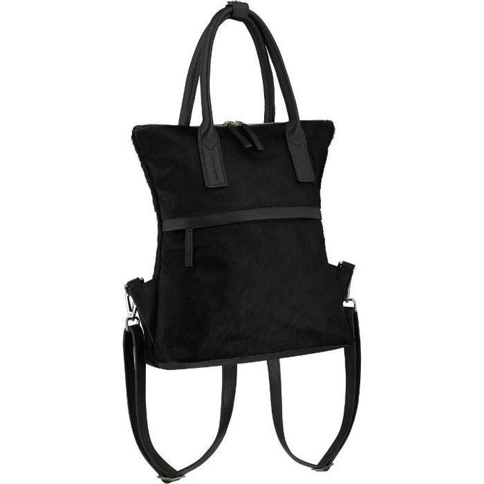 Black Convertible Leather Backpack from Sostter