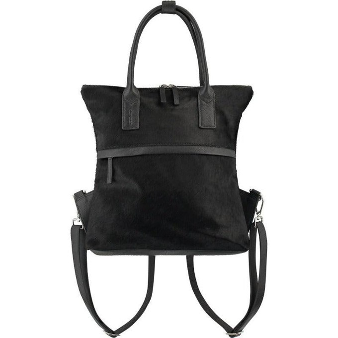 Black Convertible Leather Backpack from Sostter