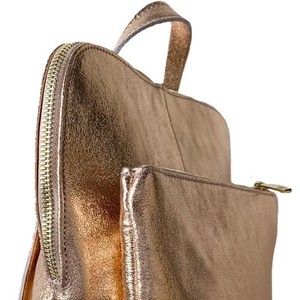 Rose Gold Convertible Metallic Leather Pocket Backpack from Sostter