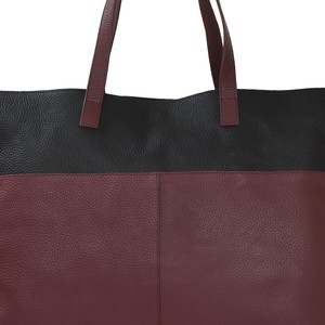 Burgundy Two Tone Pebbled Leather Tote Bag - Lightweight from Sostter