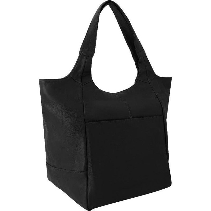 Black Leather Large Pocket Tote Bag - Stylish & Spacious from Sostter
