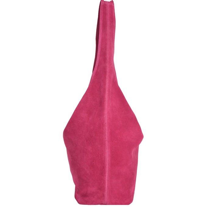 Raspberry Suede Leather Hobo Boho Shoulder Bag from Sostter