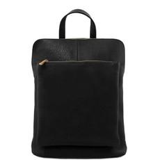 Black Soft Pebbled Leather Pocket Backpack | Byler via Sostter