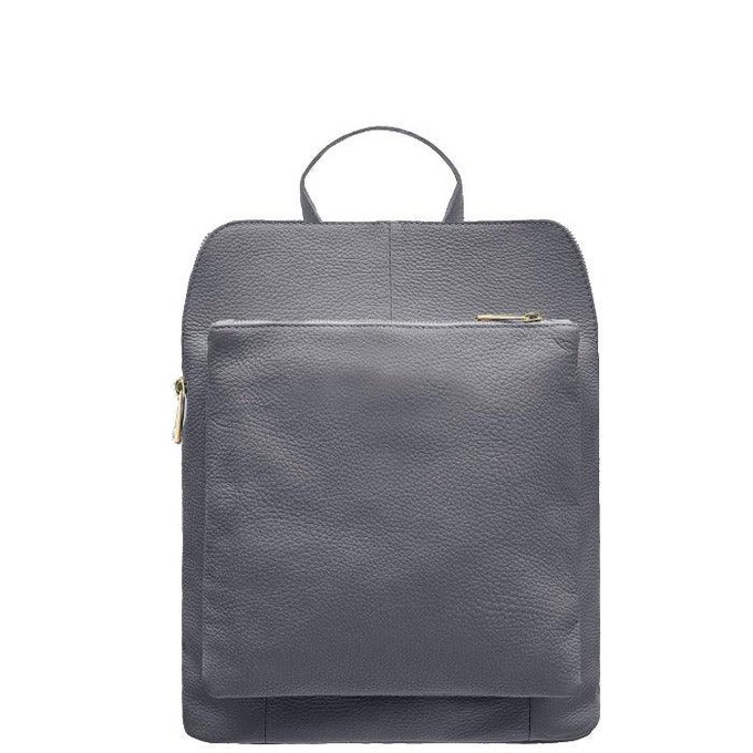 Small Slate Grey Pebbled Leather Pocket Backpack from Sostter