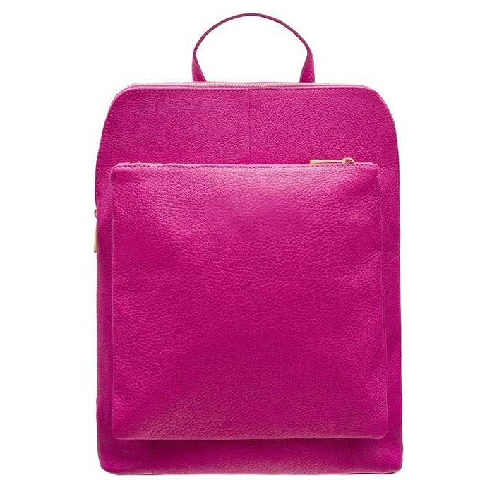 Fuchsia Soft Pebbled Leather Pocket Backpack from Sostter