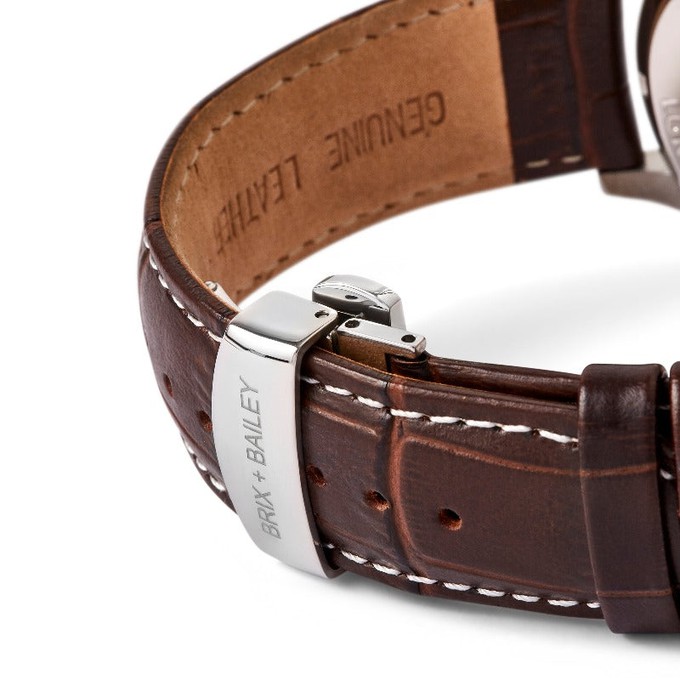 Brix+Bailey Stainless Steel Quartz Watch, Leather Strap from Sostter