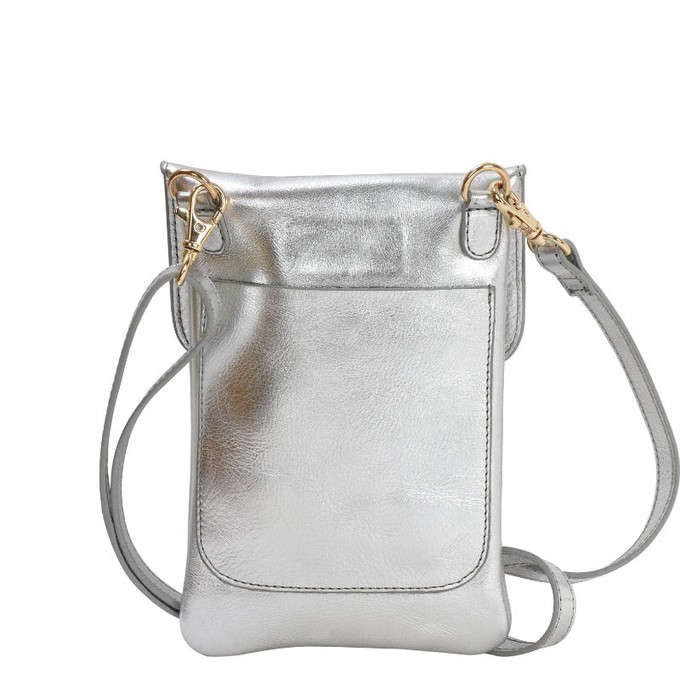 Silver Metallic Crossbody Mini Phone Bag from Sostter