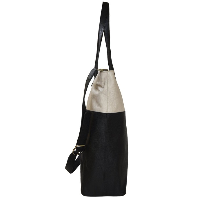 Ivory And Black Two Tone Leather Tote from Sostter